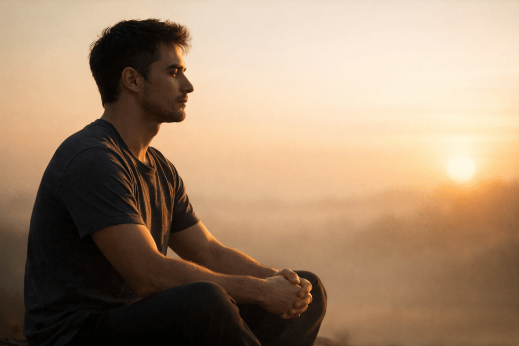 Contemplative morning sunrise moment